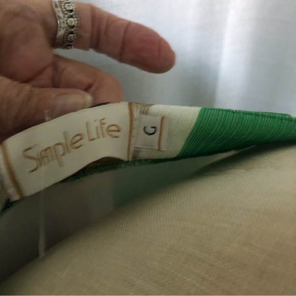 Simple Life Dress never been worn. Green crème and brown stripe with wrap belt - Picture 4 of 5